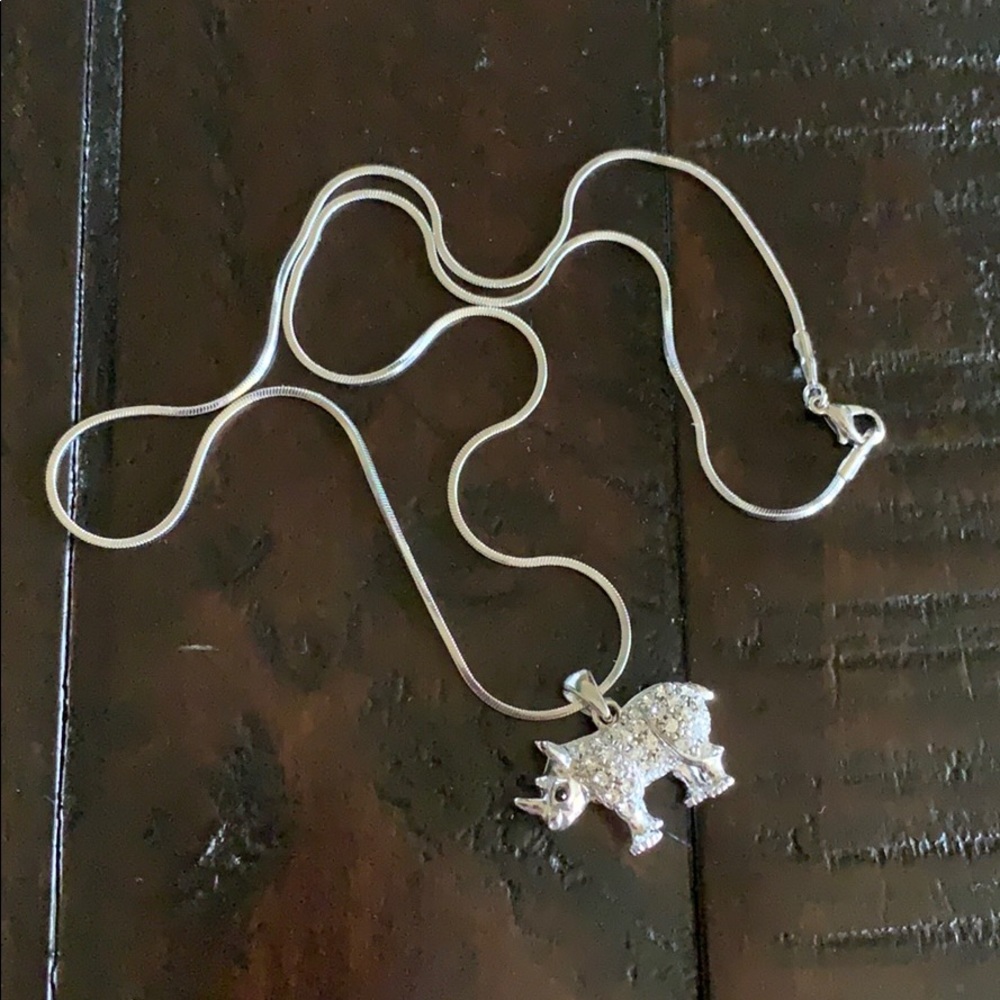 Rhinestone Rhino Necklace